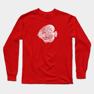 Pompadour Fish or Discus Fish - aquarium lovers detailed drawing Long Sleeve T-Shirt